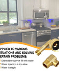 Premium Brass Dishwasher Swivel Elbow Hose Adapter Three Quarter Inch To Three Eighths Inch Connector For Portable Dishwashers Rustproof Water Supply Fittings Leak Free Performance Universal Compatibility, brass elbow adapter in kitchen