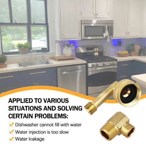 Premium Brass Dishwasher Swivel Elbow Hose Adapter Three Quarter Inch To Three Eighths Inch Connector For Portable Dishwashers Rustproof Water Supply Fittings Leak Free Performance Universal Compatibility, brass elbow adapter in kitchen
