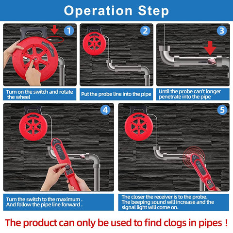 Operation steps using Pipe Blockage Locator Sensor Wall Scanner For Water Pipes And PVC Or Metal Lines With 30 Cm Penetration