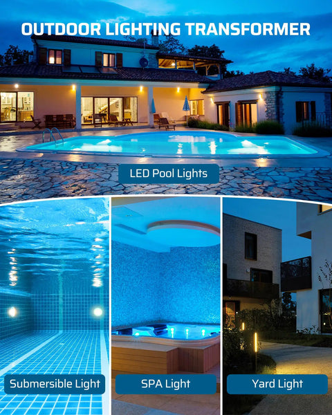 Plug And Play 100W Pool Light Transformer 120V AC To 12V 13V 14V AC Multi Tap Low Voltage Power Supply For Pool Lights Spa Landscape