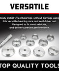 All In One 11 Piece Master Bearing Race And Seal Driver Tool Set With Heavy Duty Bearing Press Kit And Seal Installer tools layout