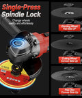 Cordless Angle Grinder With 18V Battery Compatibility, 3-Variable Speed Brushless Motor Up To 8500 RPM, interchangeable wheels