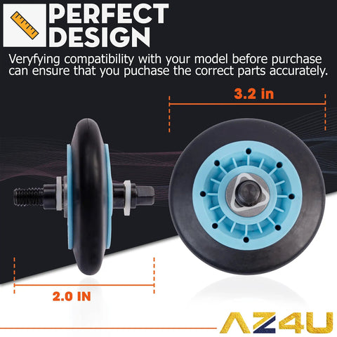 Dryer Repair Kit With Drum Rollers And Belt Pulley Replacement For Samsung Dryers DV210AEW XAA DV218AEW XAA DV330AEW XAA DV209AEW XAA DV218AEB XAA DV328AEW XAA DV350AEW XAA DV40J3000EW A2 DV45H7000EW A2 DV50K8600EV A3 Easy DIY Fix For Noisy Or Wobbly