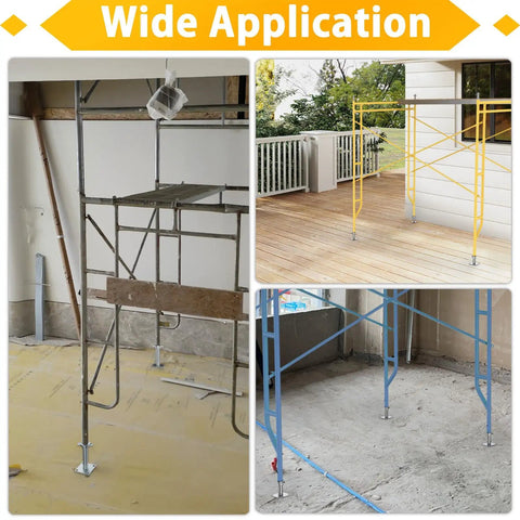 Heavy Duty 17 Inch Adjustable Scaffold Leveling Jacks Four Pack Built Like A Tank For Temporary Work Platforms With No Sweat Height Adjustments And Premium Hollow Steel Core Support