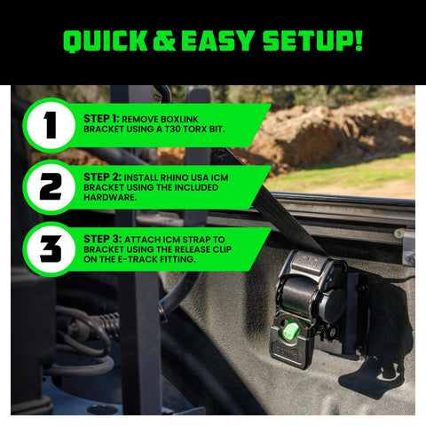 Installation steps for bed mounted retractable ratchet straps on Ford Trucks 2015+ F-150 and 2017+ F-250 BoxLink system
