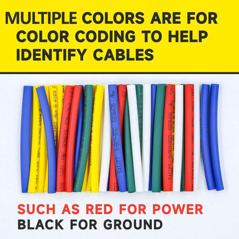 Dope All In One Heat Shrink Tubing Kit With Six Sizes And Assorted Colors for color coding cables, displayed on white surface