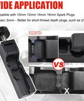 Universal Spark Plug Gap Tool With Feeler Gauge For 10Mm 12Mm 14Mm And 16Mm Small Plugs, Easy Grip And Precise Gap Measurement, Compatible With Most Spark Plugs For Diy Auto Maintenance, showing wide application and compatibility details.
