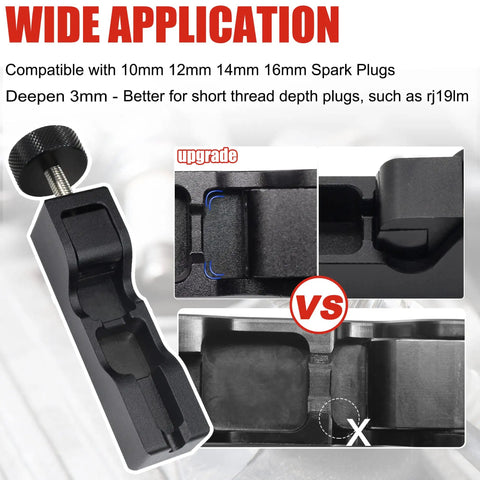Universal Spark Plug Gap Tool With Feeler Gauge For 10Mm 12Mm 14Mm And 16Mm Small Plugs, Easy Grip And Precise Gap Measurement, Compatible With Most Spark Plugs For Diy Auto Maintenance, showing wide application and compatibility details.