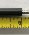 6 Inch Aluminum Ramrod Extension With 10/32 Female Threads next to measuring tape, showing 6 inch length.