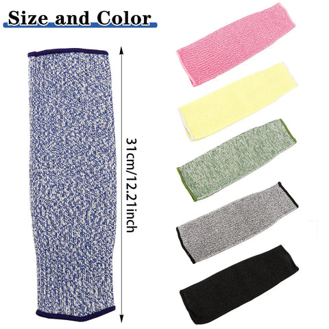 Level 5 Cut Resistant Arm Sleeves 6 Pairs 31cm Unisex Anti Abrasion Anti Scratch Anti Bite Protection Set Black Blue Gray Yellow Pink Green