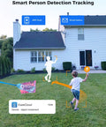 5MP Wireless Security Camera System With 8 Cameras Including PTZ And Bullet, 3TB HDD, Smart motion alerts in backyard