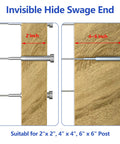 Invisible Cable Railing Kit For 2x2 And 4x4 Posts With Swage Tensioner Hardware showing installation on wood posts