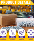 100 Pack License Plate Screws 6mm By 16mm Slotted Hex Head Bolts for Front and Rear Plates Rustproof Fasteners in workshop setting