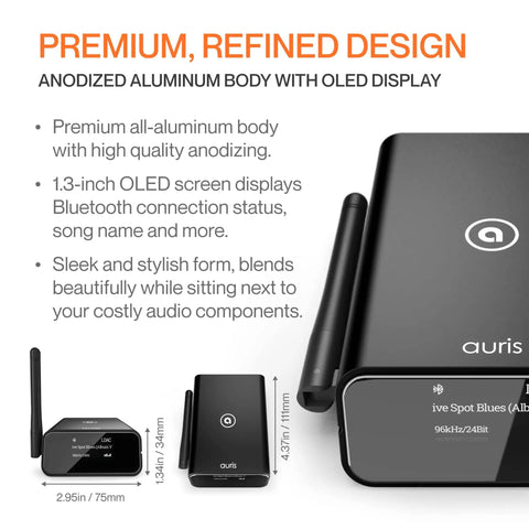HiFi Bluetooth 5.3 Music Receiver With Audiophile DAC LDAC And AptX HD OLED Display Optical Coaxial AUX Outputs Long Range