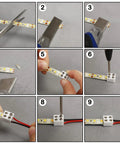 Step-by-step guide using 25 Pack Solderless 2 Pin LED Tape Light Connectors Screw Down Terminal for 5V 12V 24V strip installation.