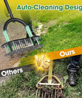 Comparison of Lawn Aerator Tool With 15 Iron Spikes For Quick Soil Aeration In Your Yard And Garden, showing two designs