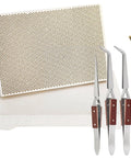 Six Piece Jewelry Soldering Kit With Ceramic Honeycomb Boards Copper Tong Solder Plate And Three Lock Tweezers Pro Grade Tools