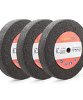 6 Inch Nylon Fiber Buffing Wheels Pack Of 3 With 180 Grit Deburring And Polishing Discs showing three discs with half inch arbor.
