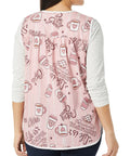 Hassle Free Snap Front Cobbler Apron Vest With Dual Patch Pockets Top Shelf Easy Care Smock back view showcasing coffee-themed design.