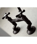 Victorian Style Two Handle Wall Mount Kitchen Faucet in Oil Rubbed Bronze, 7 Inch, close-up of faucet handles
