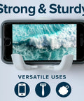 Power Lock Suction Cup Hook For Shower And Mirror Holds Razor, Phone, Or Towel 11 Lb Capacity showcasing phone holding feature