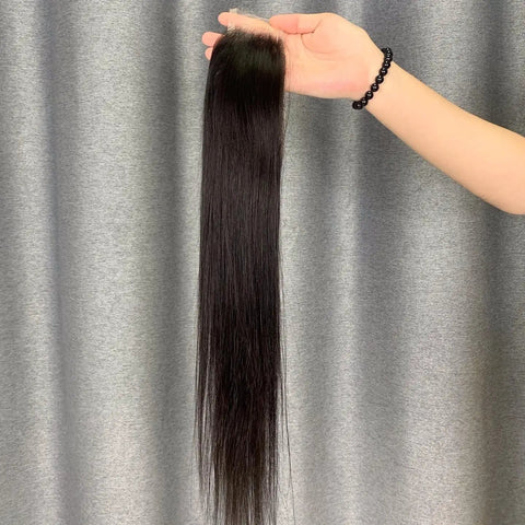 HD 2x6 Swiss Lace Closure With Melt Skin For Glueless Install, Long Deep Parting, Pre Plucked Natural Hairline, 18 Inch Human Hair, Straight
