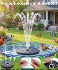Upgraded 3.7W Glass Solar Panel Bird Bath Fountain Pump With Integrated Bracket And Storage Perfect For Garden Pond Aquarium And Outdoor Use Delivers Strong Sun Powered Water Spray And No Fuss Setup in operation attracting birds