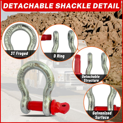 Close-up of detachable shackle detail from 3 Ton Swivel Lifting Hook and D Ring Shackle Set With G80 Chain Hooks and Five Eighths Inch Shackle