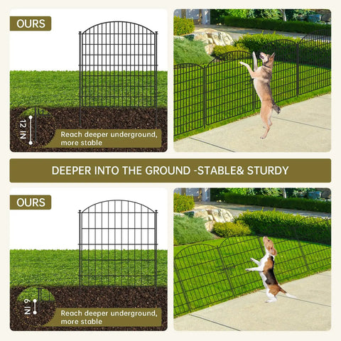 Comparison of No Dig 16 Panel Garden Fence With Gate For Outdoor Pets And Kids Rustproof Metal Garden Edging Border Tall Animal Barrier Temporary Fencing Installed