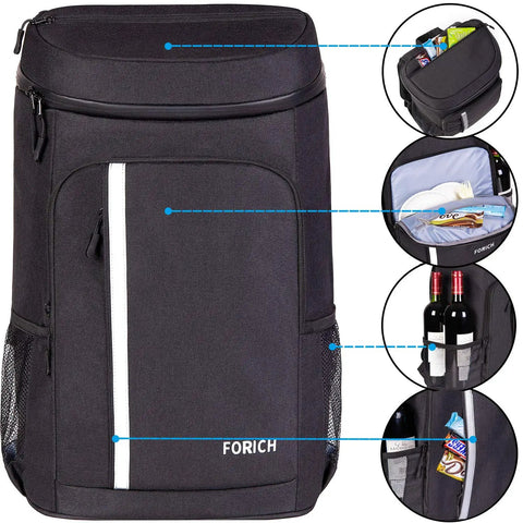 Leakproof Insulated Backpack Cooler Bag For Work Or Play Grab And Go Lightweight Waterproof 30 Can Capacity durable black