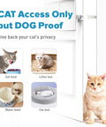 Adjustable Cat Door Latch With Stabilizer Blocks Sneaky Pups Or Jumping Kids From Litter Boxes pet barrier for cat feeding areas.