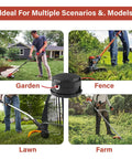 Image showing a Three Pack Universal String Trimmer Head Fits Echo Speed Feed 400 And More Weed Eater Three And Three Quarter Inch Diameter M10 By 1.25 Bolt For SRM230 SRM225 SRM210 PAS210 PAS230 PAS260 Shindaiwa T195S T220 T222 T230 T231 Straight Shaft being used in garden, fence, lawn, and farm settings.