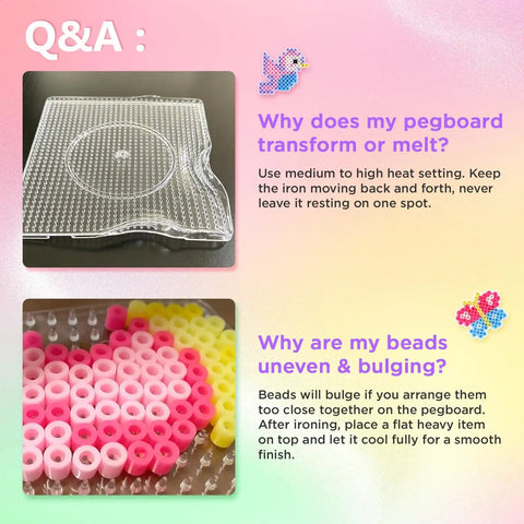 Epic Fuse Beads Kit With 19,200 Beads In 92 Colors, Six Pegboards, 124 Patterns ironing advice for pegboard use