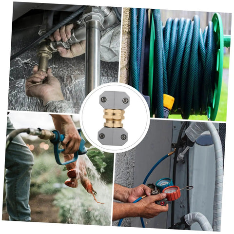 Grab This Top Pick Rustproof Garden Hose Repair Kit Featuring Three Heavy Duty Aluminum Alloy Connectors That Stand Up To High Pressure For Drip Free Outdoor Watering And Car Washing Tasks Today, gray metal hose repair connectors for garden and car wash use