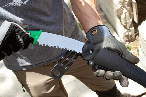 Beefy 13 Inch High Carbon SK5 Saw With Full Tang Blade, Bullnose Tip, Triple Sharp Tri Edge Teeth, Includes Molded Scabbard With Rollers, Ultra Lightweight 0.95 Lb, Built Tough For Camping And Woodworking