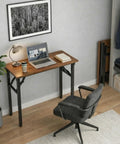 No Fuss Folding Laptop Desk For Small Spaces That Sets Up In Seconds 35.8 Inch Portable Table in Dark Walnut, shown in home office
