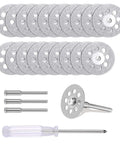20-piece diamond cutting discs set for Dremel rotary tools, 22 mm blades with four mandrels and screwdriver