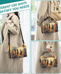 Cowboy Theme Insulated Lunch Bag For Women And Men shown as shoulder and hand-carry tote, desert landscape design, high capacity.