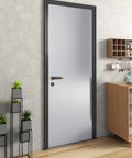Door covered with 36 Inch Wide Stainless Steel Contact Paper Peel And Stick Vinyl Wrap For Countertops Tables And Appliances, 197 Inch Roll