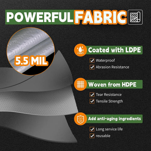 Heavy Duty 20 By 30 Feet Waterproof Poly Tarp 5.5 Mil Thick With Metal Grommets And Reinforced Edges In Silver And Blue details