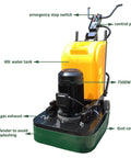 Electric Concrete Floor Grinder Polishing Machine With Dry And Wet Type Sander Buffer 25 Inch Working Width 12 Discs Can Be Installed Renovates Old Floors 220 Volts with labeled components