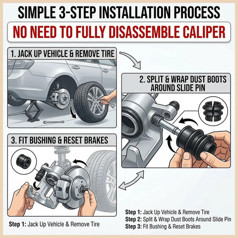 Brake Caliper Rebuild Kit With Caliper Slide Pin Boots And Sealing Rings Rubber Bushings And Repair Components installation steps