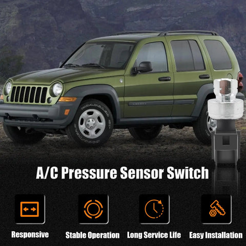 AC Pressure Sensor Switch Replacement for Dodge Ram 1500 2500 3500 and Jeep Liberty Grand Cherokee 2002 to 2004 Air Conditioning Clutch Pressure Sensor OE Replaces 5072138AA 5073617AA