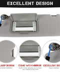 Left Driver Side Sun Visor Replacement For Honda Pilot 2016 To 2022, Ridgeline 2017 To 2023, And Passport 2019 To 2022 Gray Top Notch Interior Sunshade Upgrade Kit Included showing clasp and mirror design.