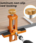 Three In One Cabinet Door Mounting Jig With Base for Frameless and Framed Cabinets on wooden surface, close-up view