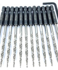 Durable Tapered Wood Drill Bits Set, 12 Piece, Size Nine Sixty Fourth Inch, Replacement for Countersink Bit Set, All Bits The Same Size, Version 2.0 Max Torque Hex Shank, Easy Swap for Woodworking.