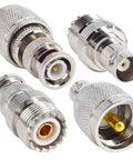 4 Type BNC to UHF Adapter Kit Gender Changer Set With BNC Male To UHF Female And BNC Female To UHF Male Pairs Universal Coaxial RF Connector Kit