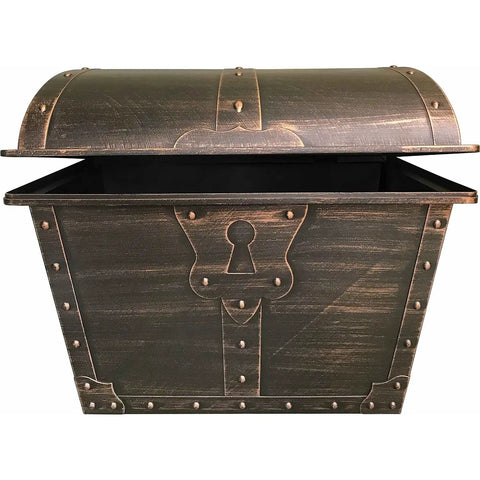 Legendary Large Plastic Treasure Chest Absolutely Lit For Classroom Rewards Pirate Party Favors And Hella Cool Birthday Stash Box Bronze Finish Smooth Hinged Lid For Kids Age Five Plus