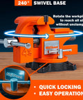 Four And A Half Inch Bench Vise With 240 Degree Swivel Base And Anvil, Built Tough Cast Iron Heavy Duty Vise For Woodworking Drilling