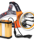 Rechargeable LED Headlamp With External Battery Pack, 3 Lighting Modes, Waterproof Portable Headlight for camping